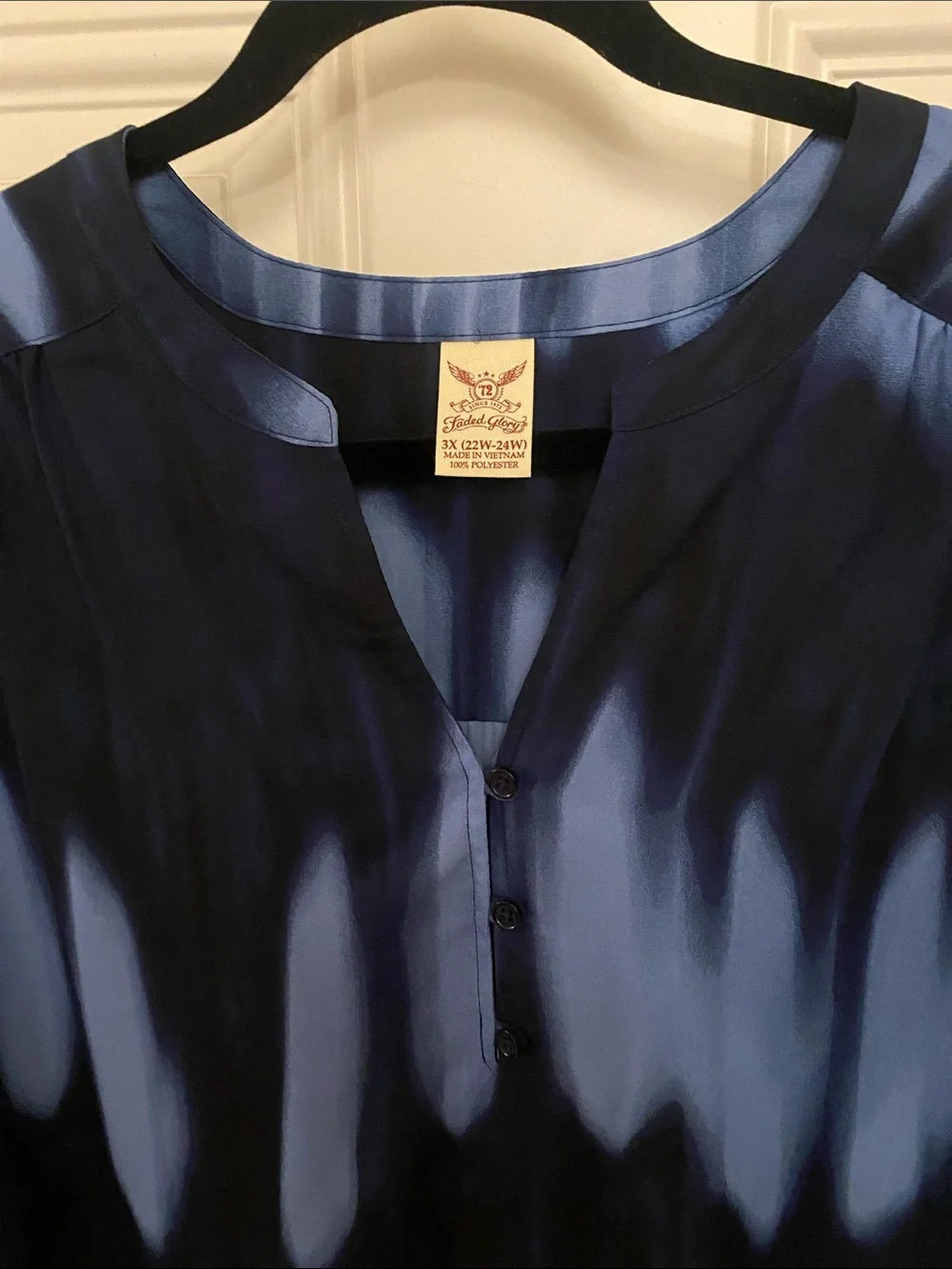 Blue Tie-Dye V-Neck Tunic 22W-24W, 3X - Picture 2 of 3